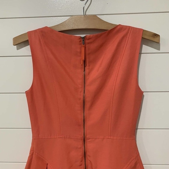 Sinclaire 10 | Dress Coral Pleated Skirt Sleeveless Round Neck Fit Flare- Size 2 - Picture 6 of 7